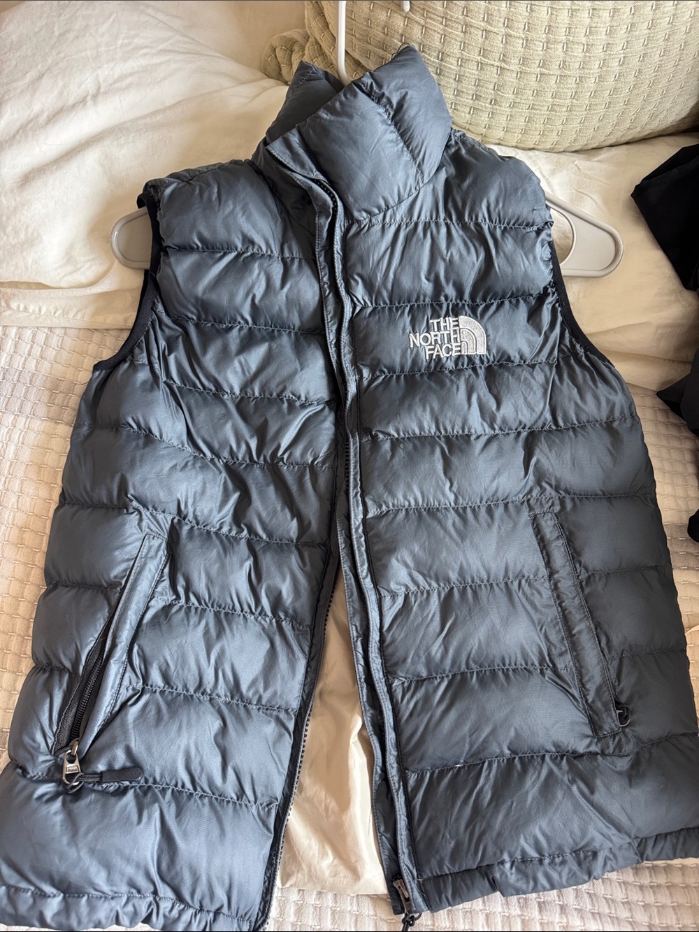 The North Face Quilted Puffer Vest in Charcoal Gray